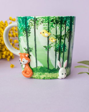 Cană Happy Forrest | Personalizată handmade | Lut polimeric