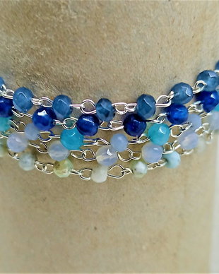 Bratara argint X5 larimar calcedonie angelit jad lant nuante degrade