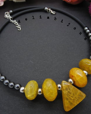 Colier handmade unicat - agate si hematit (cod811)