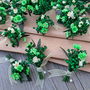 Cocarde mici invitați nuntă -flori naturale uscate și criogenate, Alb Verde Smarald