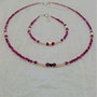 Set argint rubin perle de cultura inimi minimalist boho chic romantic  colier bratara - Transport gratuit