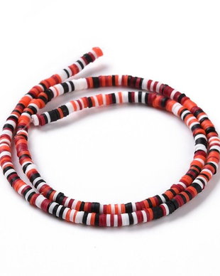 Sirag margele Heishi rondele, lut polimeric 3mm - mix rosu (18cm)  MG.0145
