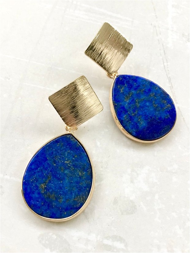 Cercei lapis lazuli & inox gold