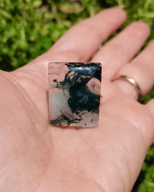 Inel Agata moss si Argint 925 - IN1182 - Inel patrat reglabil, inel pietre semipretioase, cadou sotie, inel cadou, bijuterii cadou, bijuterii agate, cristale vindecatoare, cristaloterapie