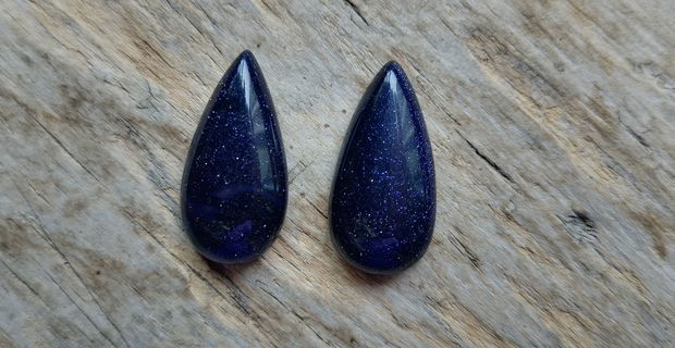 Cabochon blue goldstone 30x15 mm (2 buc)