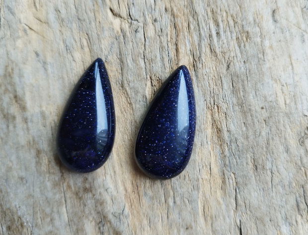 Cabochon blue goldstone 30x15 mm (2 buc)