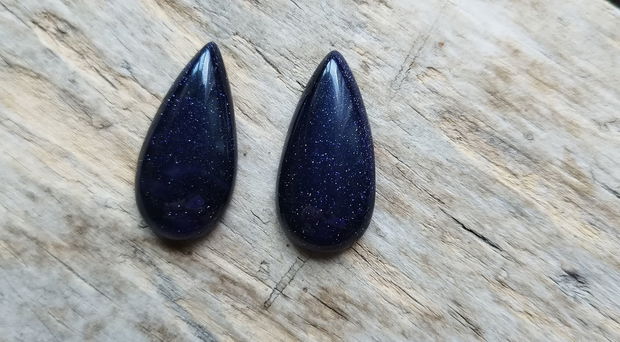 Cabochon blue goldstone 30x15 mm (2 buc)