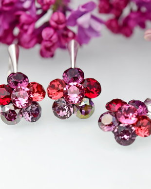 Set Swarovski  Regal Chaton Flower / Argint 925