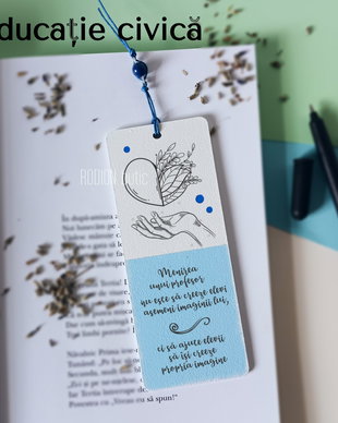 Semn de carte profesor educatie civica personalizat cu mesaj