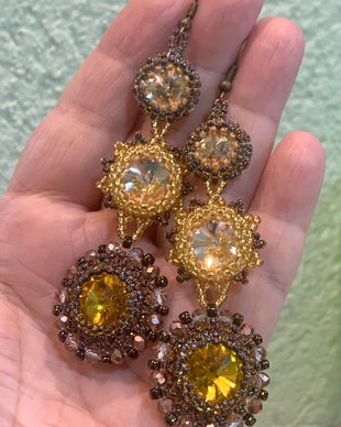 CERCEI LUNGI~ORIENTAL TREASURE~toho,Rivoli,cristale sticla,bronz
