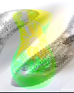 Vaza din sticla pictata cu floarea soarelui