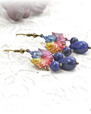 Cercei candelabru cu lapis lazuli