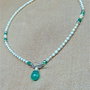 Colier argint perle de cultura agate onix verde toggle toho brioleta - Transport gratuit