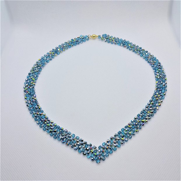Colier elegant din cristale - Doris - aquamarine vitrail-albastru