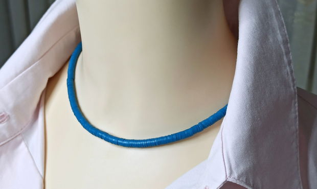 Coliere estive unisex pline de energie si culoare, cu mărgeluțe heishi din argilă polimerică, colier/choker lut polimeric, coliere colorate.