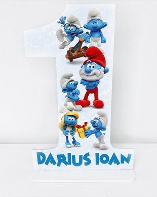 Cifra 1 Personalizata - Strumfi - Smurfs