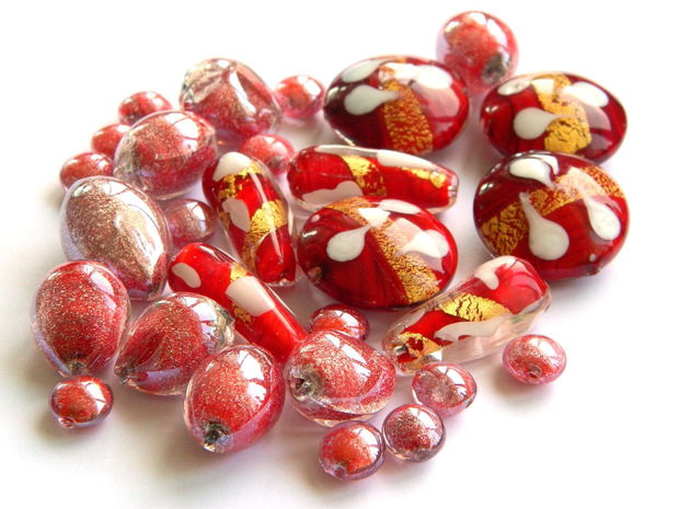 Mix margele Murano cal. a ll-a, Red Gold 120 g (cod 1558)