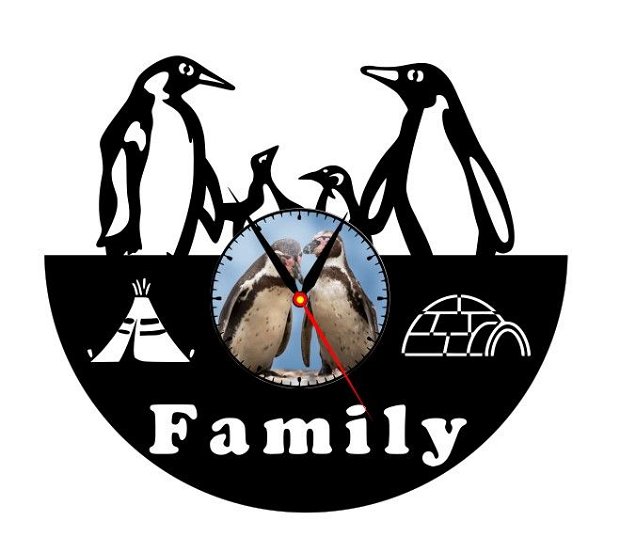 FAMILIE DE PINGUINI-ceas de perete