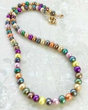 Colier perle de cultura multicolore