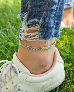 Anklet cu margele * Bratara de picior reglabila * Bijuterie cu Miyuki