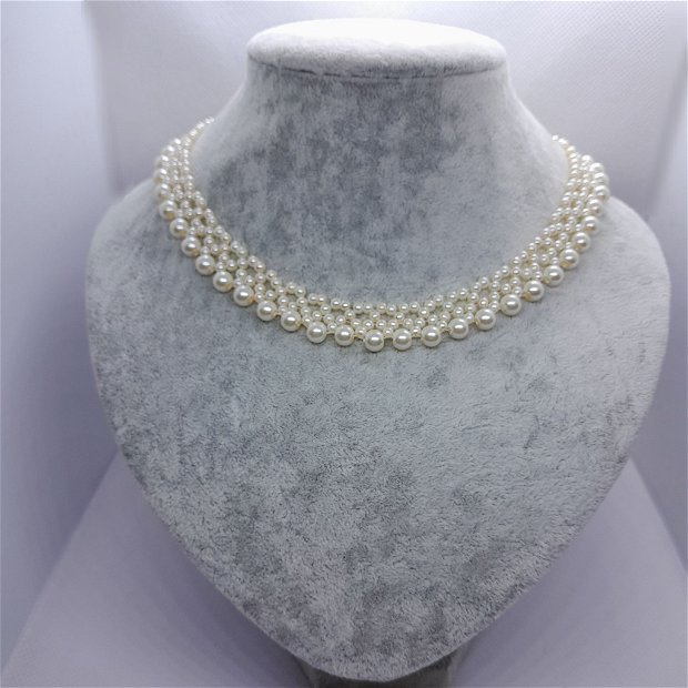 Colier elegant/mireasa din perle - Andrada - ivory