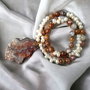 Colier  cu pandantiv, din  agate crazy lace, perle de cultura si hematit electroplacat