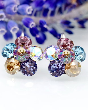 Cercei Swarovski  Chaton Flower / Argint 925
