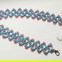 Choker bleu cu roz din dantela frivolite, choker dantela bleu, colier bleu  la baza gatului, choker dantela suveicuta