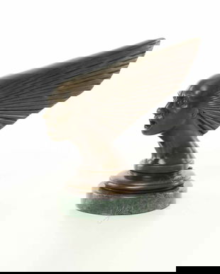 Cap de femeie Art Deco- statueta din bronz pe soclu din marmura