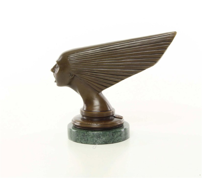 Cap de femeie Art Deco- statueta din bronz pe soclu din marmura