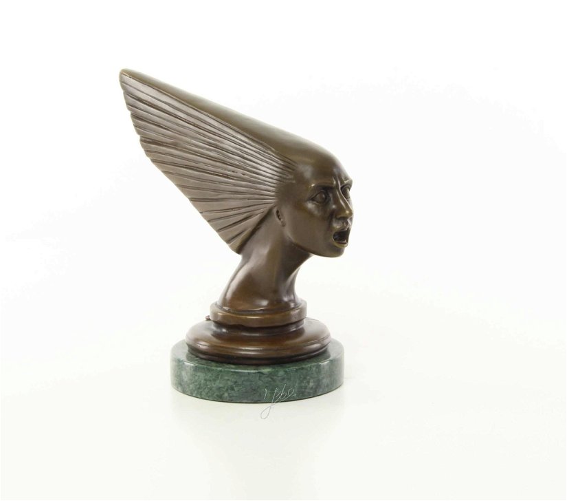 Cap de femeie Art Deco- statueta din bronz pe soclu din marmura