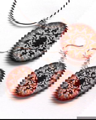 set bijuterii lemn cu mandala 43098