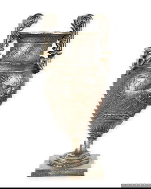 Urna greceasca din fonta cu finisaj bronz