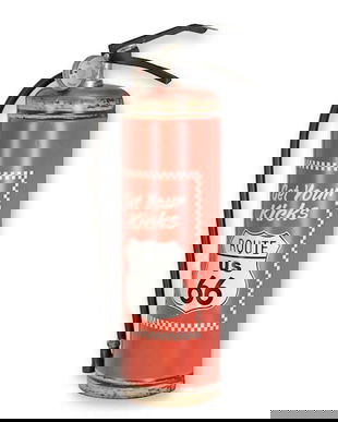 Decoratiune metalica stingator de flacari rosu