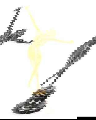 Dansatoare cu bile -statueta din bronz cu soclu marmura