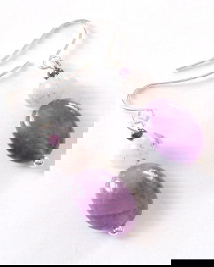 Cercei ametist si opal roz