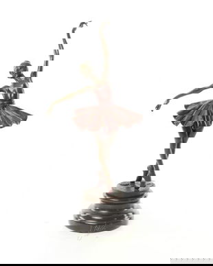 Balerina - statueta din bronz pe un soclu din marmura