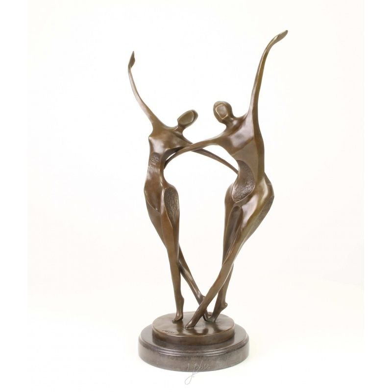 Cuplu dansand-statueta moderna din bronz pe un soclu din marmura