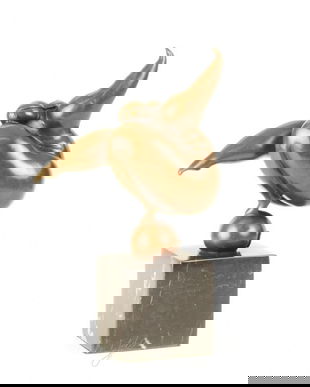 Nud dansand- statueta moderna din bronz pe soclu din marmura