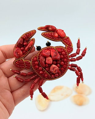 Broșa Rac - RED CORAL