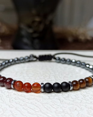 Bratara zodiei Scorpion, bratara cu snur, unisex, reglabila, cu pietrele semipretioase specifice zodiei Scorpion, bratara talisman, bratara benefica.