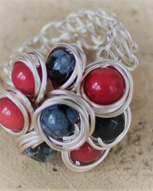 Inel handmade din sarma cu pietre semipretioase