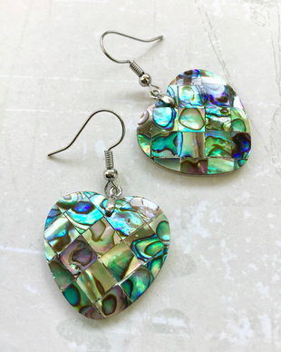 Cercei inimi Paua Shell