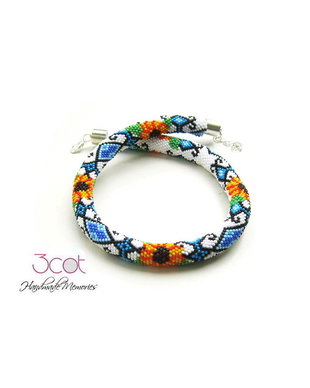 Colier handmade, crosetat cu margele de nisip - Ethnic Summer