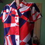 Bluza  imprimeu rosu alb bleumarin