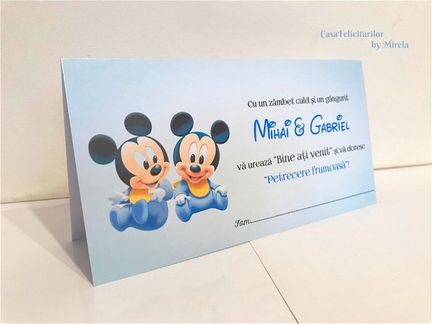 Invitatii botez gemeni Mickey mouse