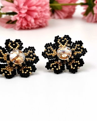 Rezervat Cercei - Gold & Black Precious Flowers