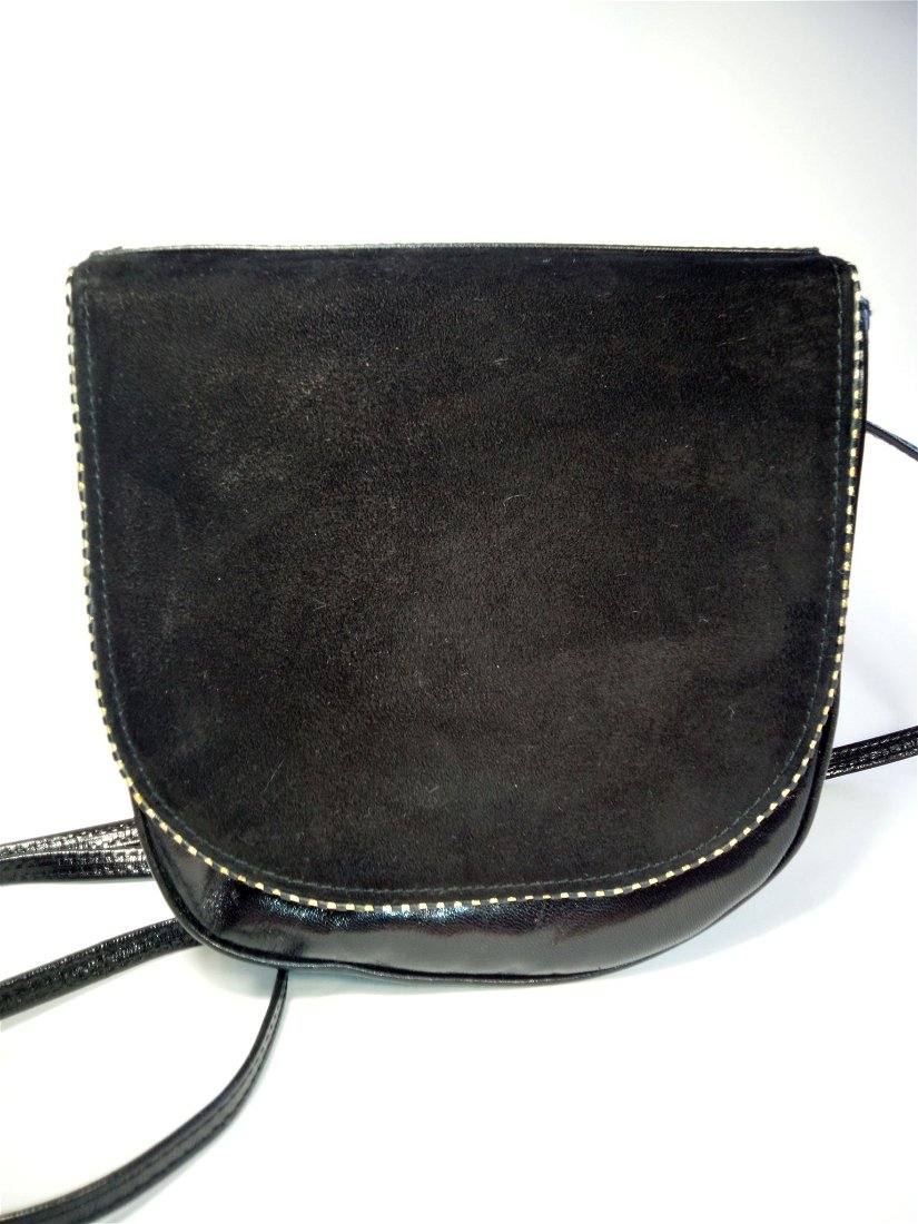Poseta Vintage - Geantă crossbody, de umăr din piele naturală neagra