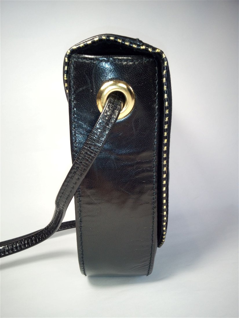 Poseta Vintage - Geantă crossbody, de umăr din piele naturală neagra