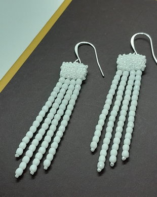 Cercei eleganți/mireasa lungi - cu cristale - albi